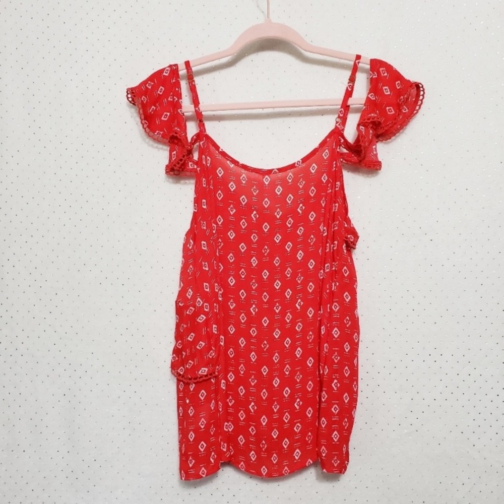 Xhilaration Red Ruffle Tank - Picture 2 of 6